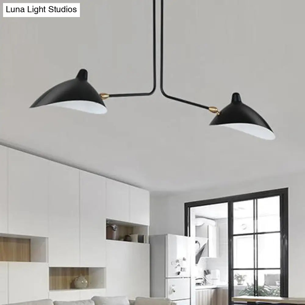 Modern Metal Duckbill Hanging Lamp Black Chandelier With 2/3/5 Lights For Living Room