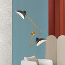 Modern Metal Duckbill Wall Sconce Lamp 2-Light Black Fixture For Living Room