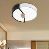 Modern Metal Flush Light With Integrated Led Bulb Black/Pink/Yellow Ceiling Mounted Lamp Multiple