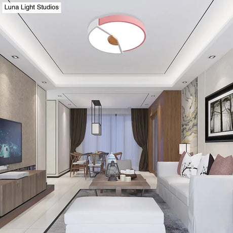 Modern Metal Flush Light With Integrated Led Bulb Black/Pink/Yellow Ceiling Mounted Lamp Multiple