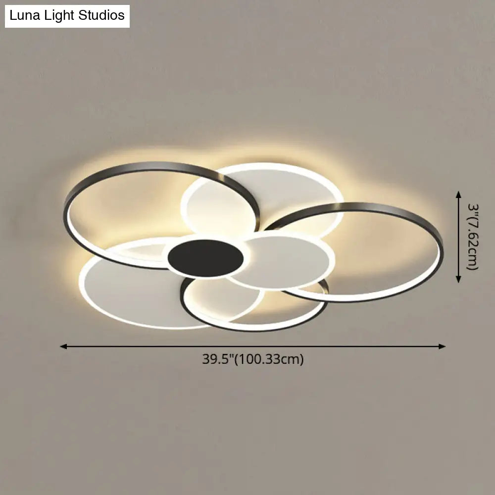 Modern Metal Flush Mount Ceiling Light Fixture With Multi-Ring Design For Living Room