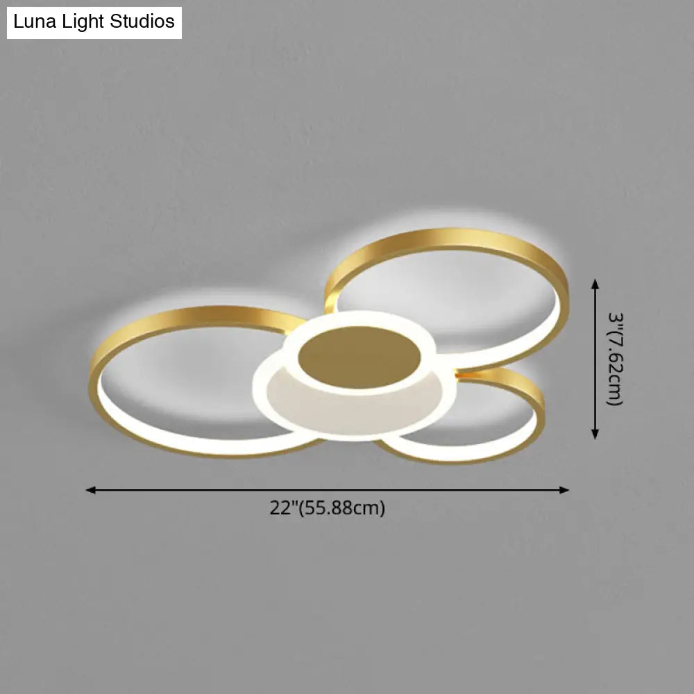 Modern Metal Flush Mount Ceiling Light Fixture With Multi-Ring Design For Living Room