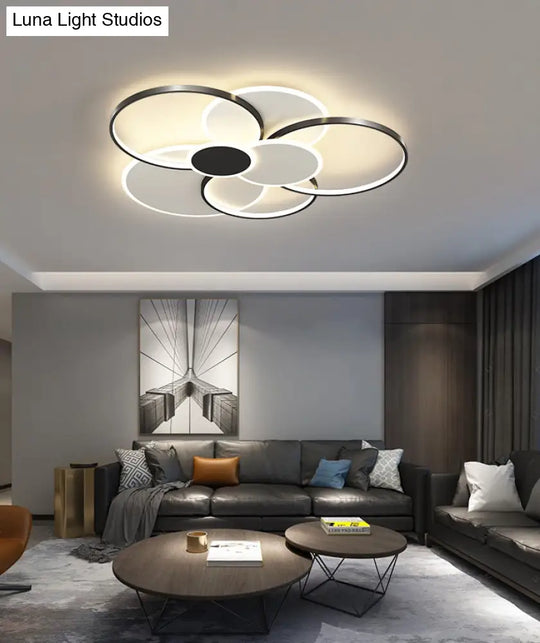 Modern Metal Flush Mount Ceiling Light Fixture With Multi-Ring Design For Living Room