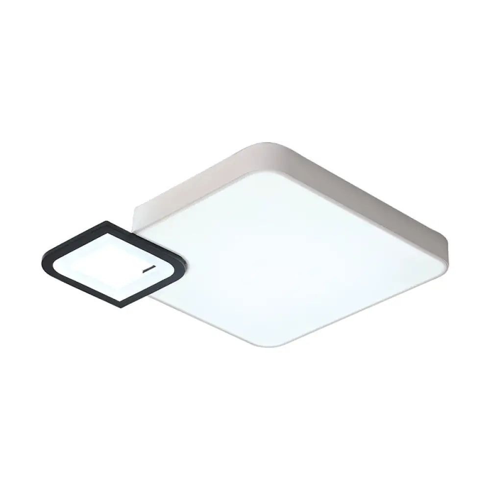 Modern Metal Flush Mount Ceiling Light For Living Room - White/Black Led Warm/White 18/21.5 Wide