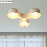 Modern Metal Flush Mount Light With 3 Bulbs & Mesh Detail - White Flower Design
