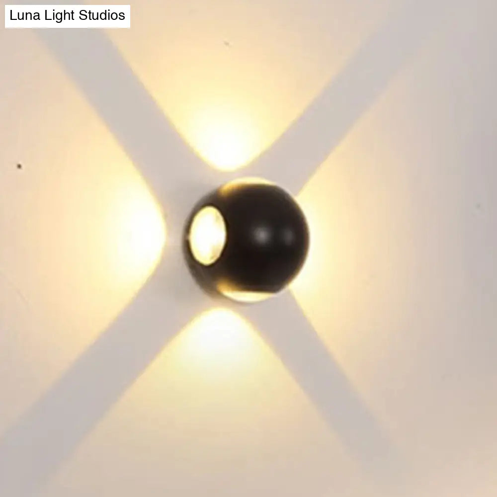 Modern Metal Flush Wall Sconce: Nordic 4-Light Dome Mount Lamp In Black/White