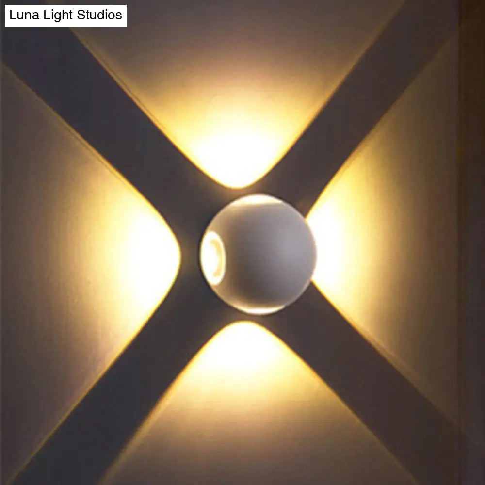 Modern Metal Flush Wall Sconce: Nordic 4-Light Dome Mount Lamp In Black/White