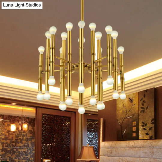 Modern Metal Flute Chandelier - 30 Lights Black/Silver/Gold Living Room Suspension Light
