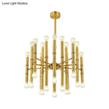 Modern Metal Flute Chandelier - 30 Lights Black/Silver/Gold Perfect For Living Room