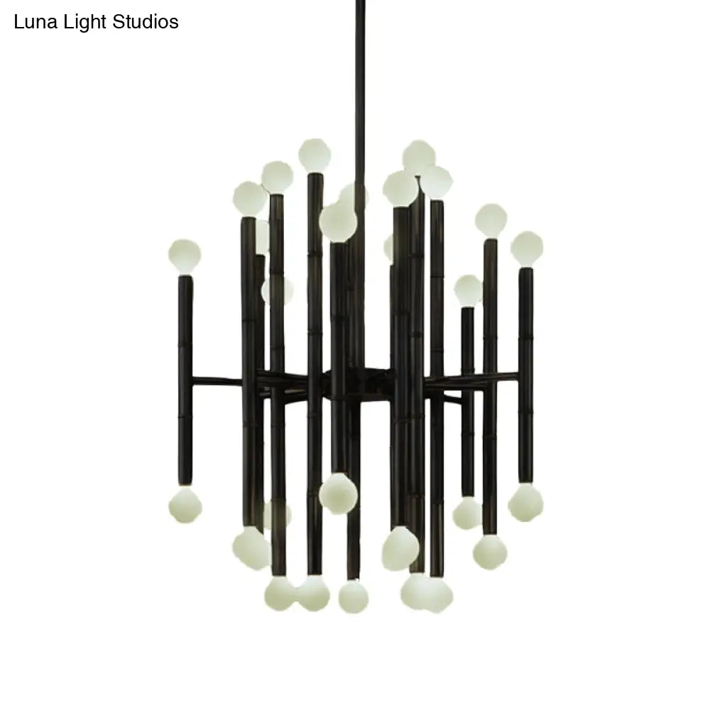 Modern Metal Flute Chandelier - 30 Lights Black/Silver/Gold Perfect For Living Room