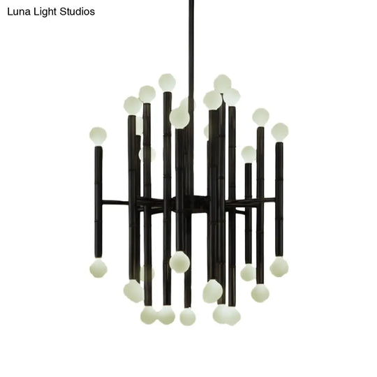 Modern Metal Flute Chandelier - 30 Lights Black/Silver/Gold Perfect For Living Room