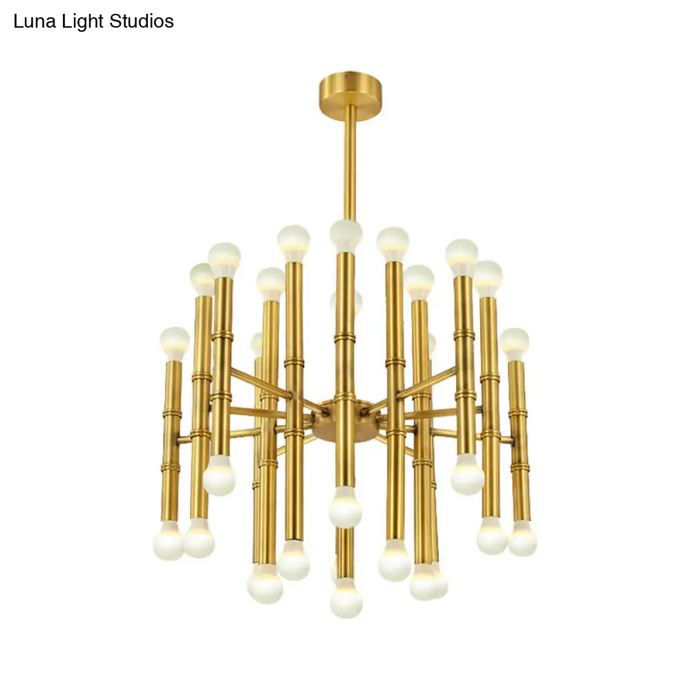 Modern Metal Flute Chandelier - 30 Lights Black/Silver/Gold Living Room Suspension Light