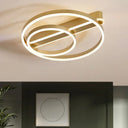 Modern Metal Gold/Coffee Flush Mount Light - 18’/21.5’ W 2 - Hoop Led Ceiling Lamp Parlor