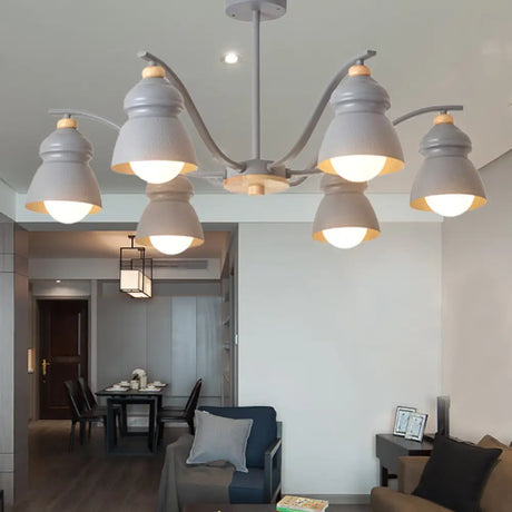 Modern Metal Gourd Pendant Chandelier: Stylish Bedroom Hanging Light Fixture 6 / Grey