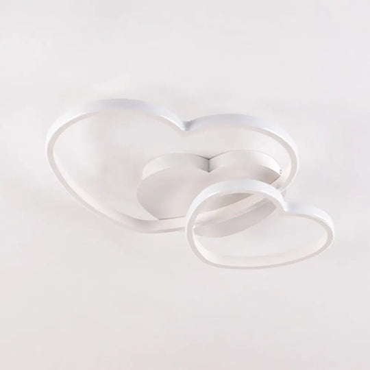 Modern Metal Heart-Shaped Led Flush Mount Ceiling Light White / Natural