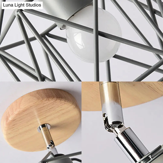 Modern Metal Hexagon Ceiling Light - Gray/White/Pink/Yellow/Blue/Green Semi Flush Mount For Bedroom
