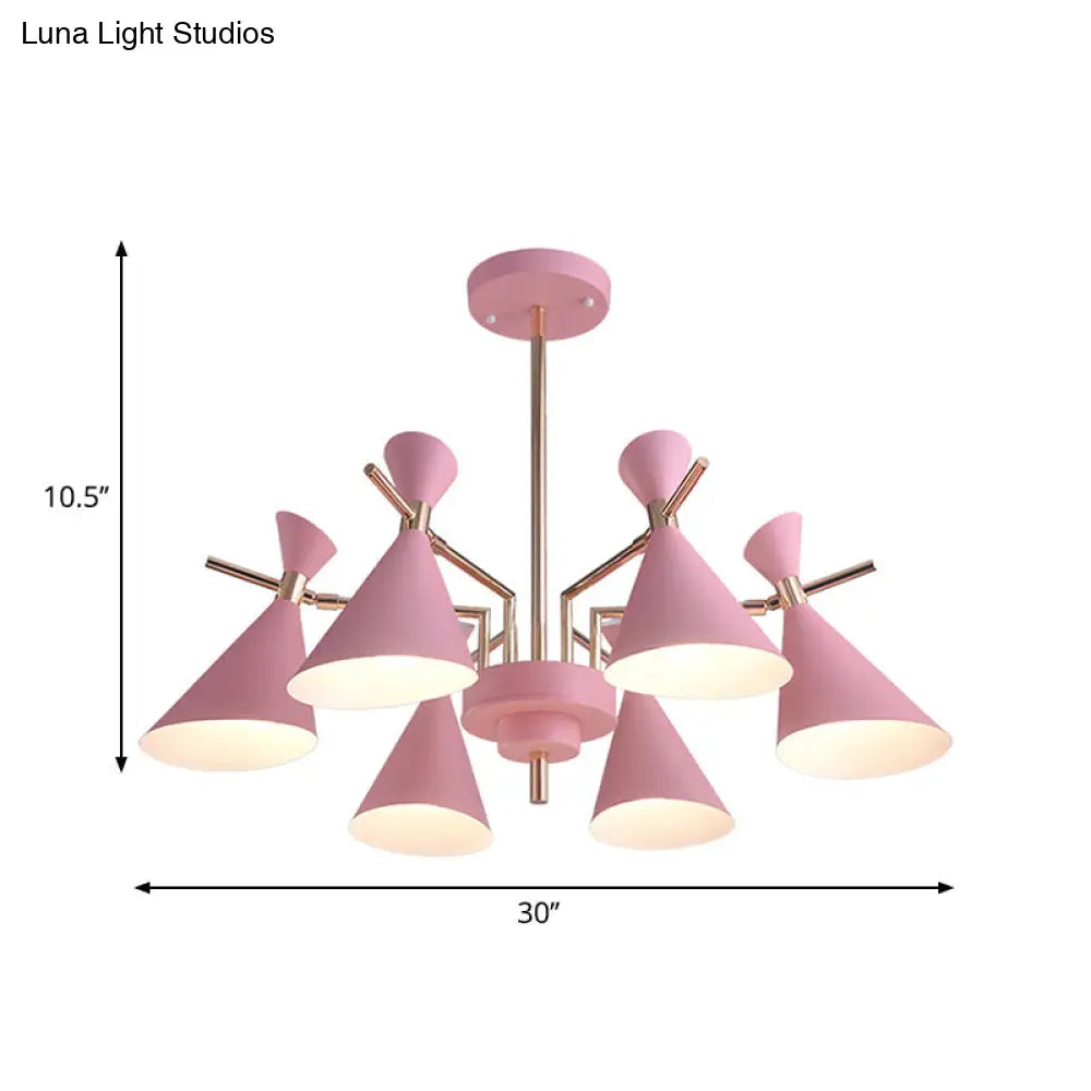Modern Metal Horn Shape Ceiling Lamp - 6 Light Hanging Chandelier For Bedroom