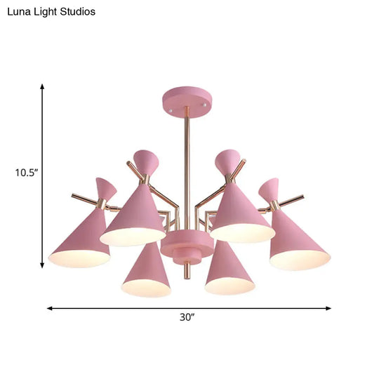 Modern Metal Horn Shape Ceiling Lamp - 6 Light Hanging Chandelier For Bedroom