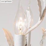 Modern Metal Leaf Chandelier With Crystal Drop - 5 Bulb Lighting Fixture In Grey/Distressed White