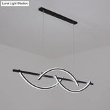 Modern Metal Led 3-Arched Line Restaurant Chandelier In Black/Gold - Warm/White Light