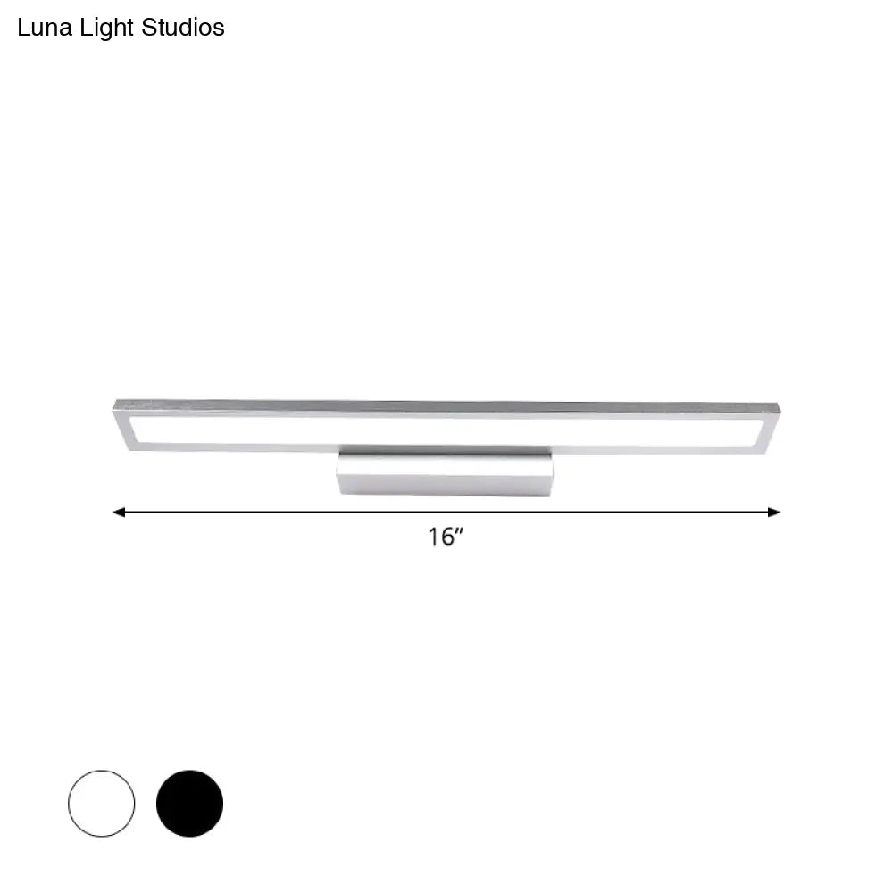 Modern Metal Led Bathroom Wall Sconce In Black/Silver 16/23.5 L - Elegant Vanity Lighting Ideas