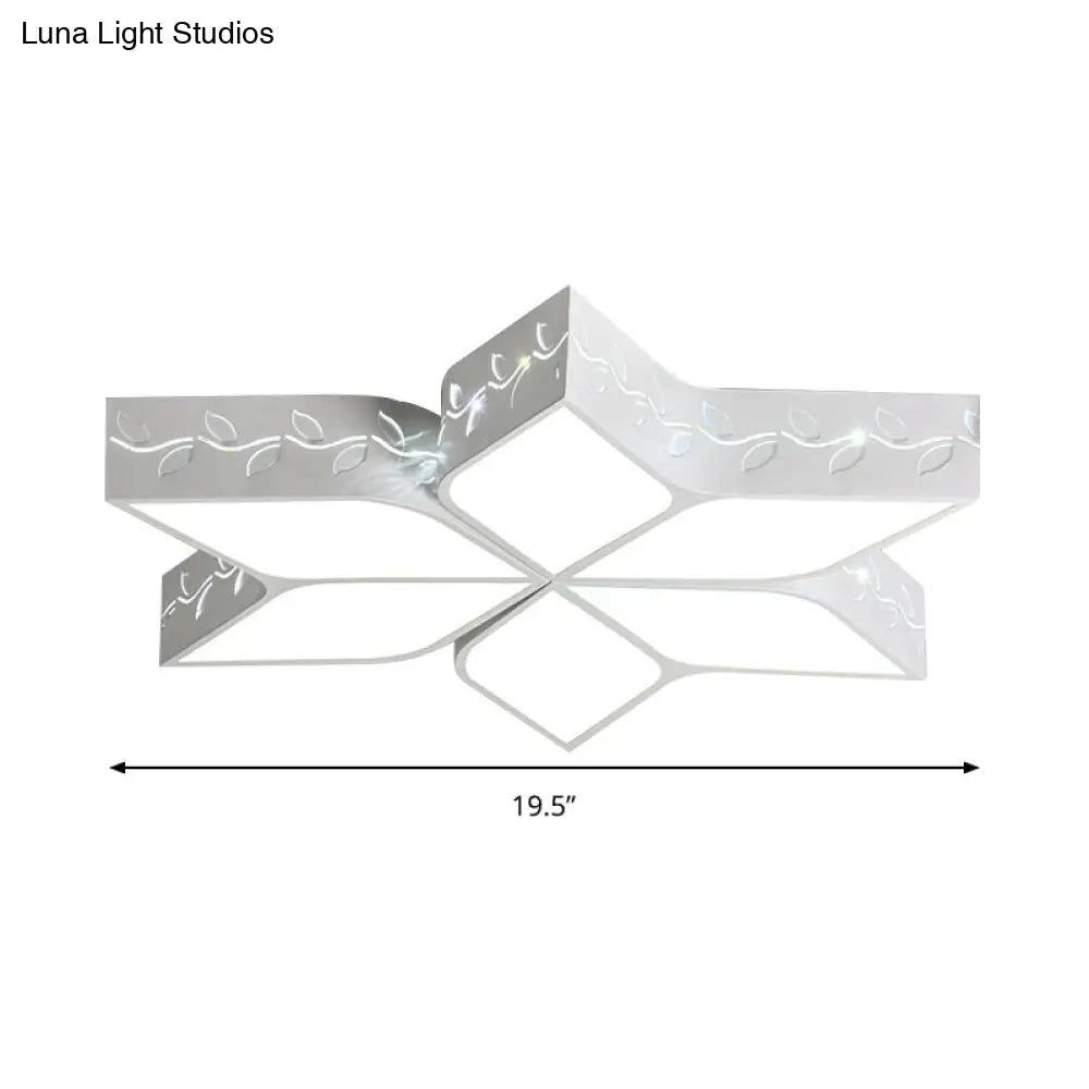 Modern Metal Led Flush Ceiling Light In White Finish For Nursing Rooms