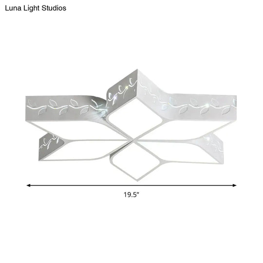 Modern Metal Led Flush Ceiling Light In White Finish For Nursing Rooms