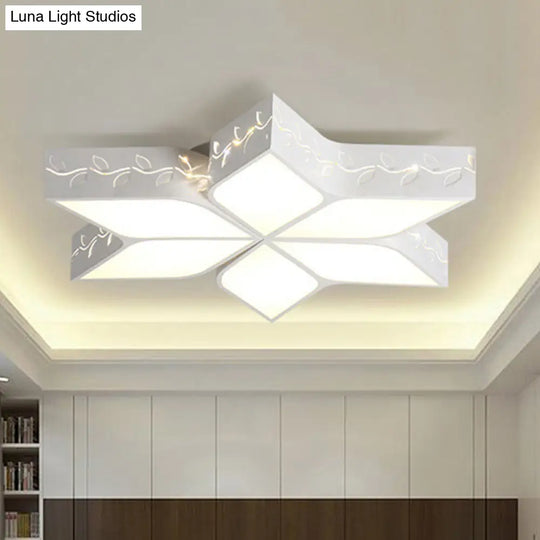Modern Metal Led Flush Ceiling Light In White Finish For Nursing Rooms