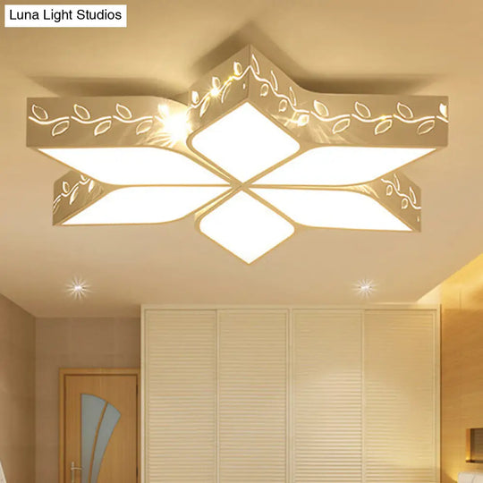 Modern Metal Led Flush Ceiling Light In White Finish For Nursing Rooms / Warm