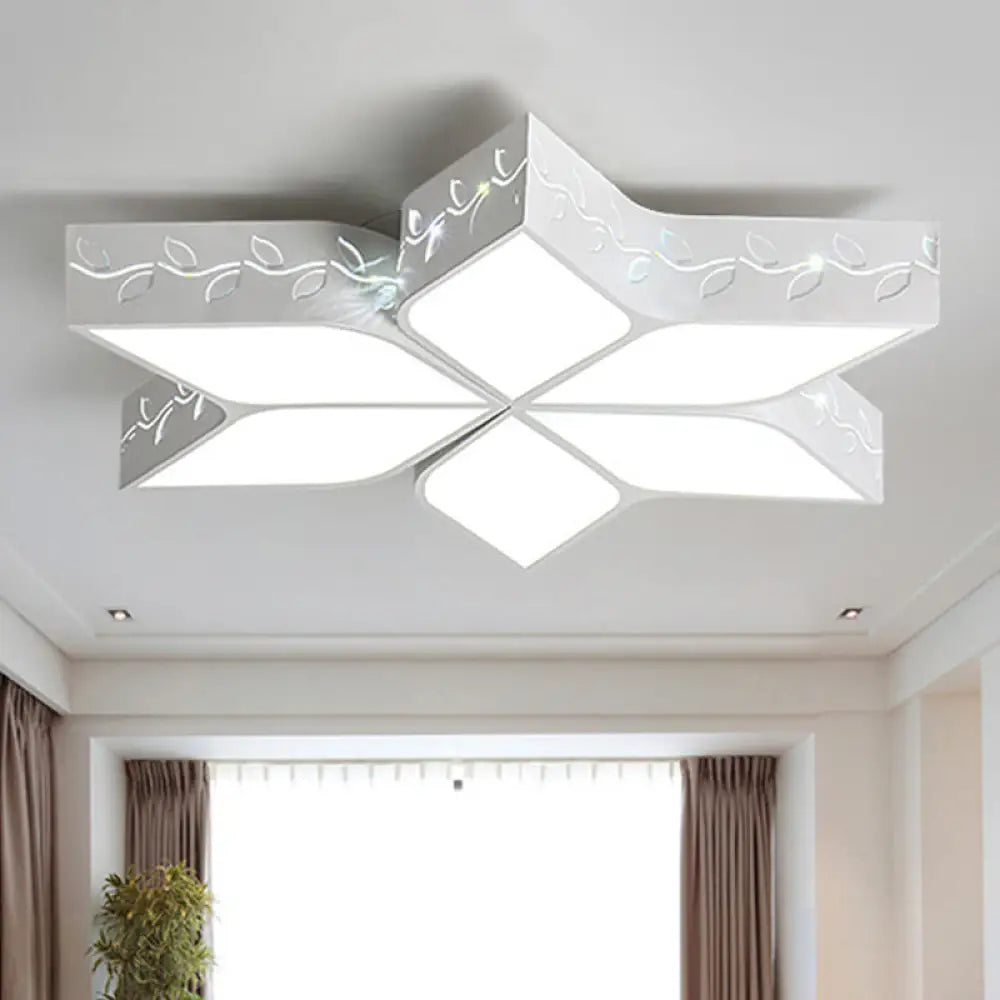 Modern Metal Led Flush Ceiling Light In White Finish For Nursing Rooms /