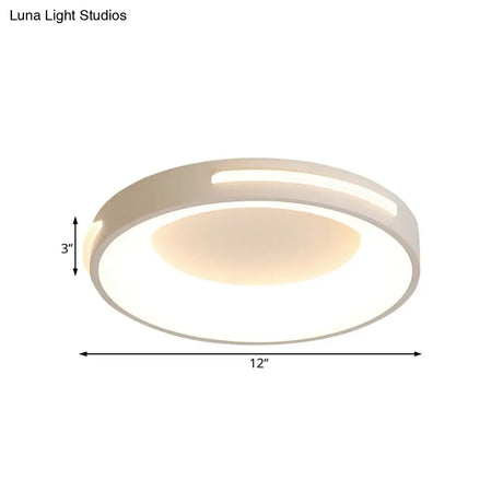 Modern Metal Led Flush Ceiling Light With Acrylic Diffuser - Circle Design In White/Warm Various