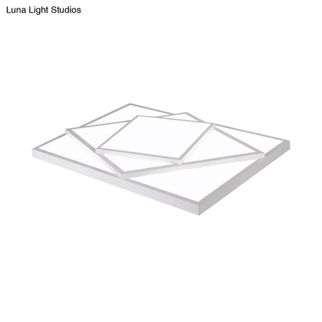 Modern Metal Led Flush Mount Ceiling Light Fixture For Living Room - Black/White Rectangle/Square