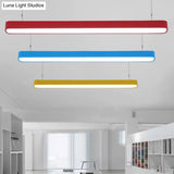 Modern Metal Led Hanging Lamp – Tubular Pendant Light For Dining Room Available In Red/Blue/Yellow