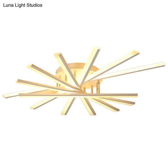 Modern Metal Led Semi Flush Mount Light Fixture For Living Room - 7 Lights