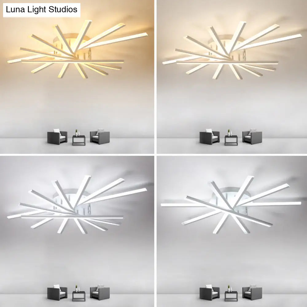 Modern Metal Led Semi Flush Mount Light Fixture For Living Room - 7 Lights