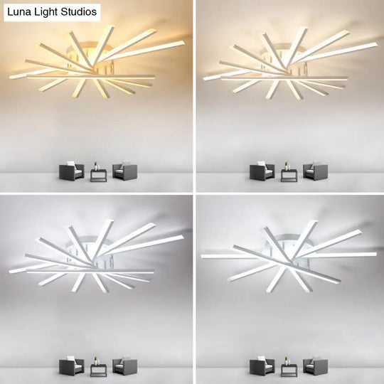 Modern Metal Led Semi Flush Mount Light Fixture For Living Room - 7 Lights
