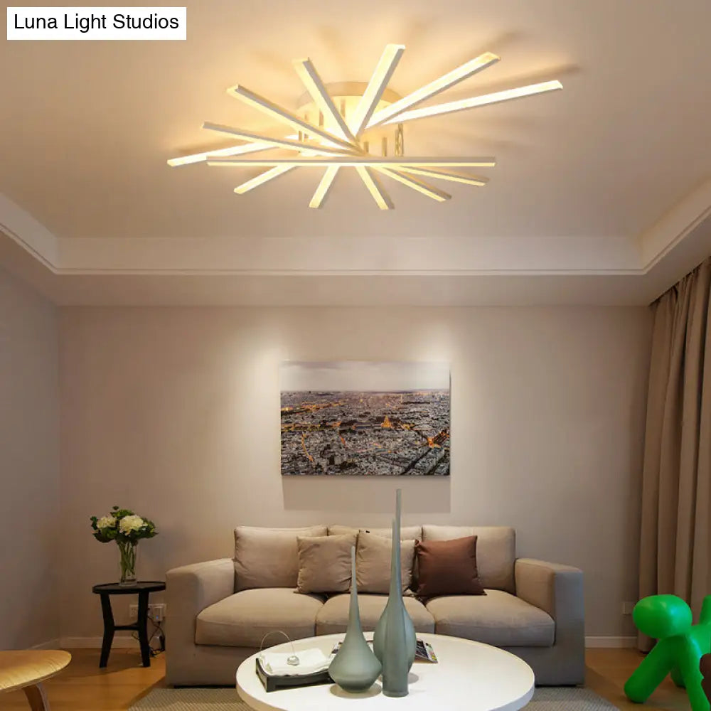 Modern Metal Led Semi Flush Mount Light Fixture For Living Room - 7 Lights