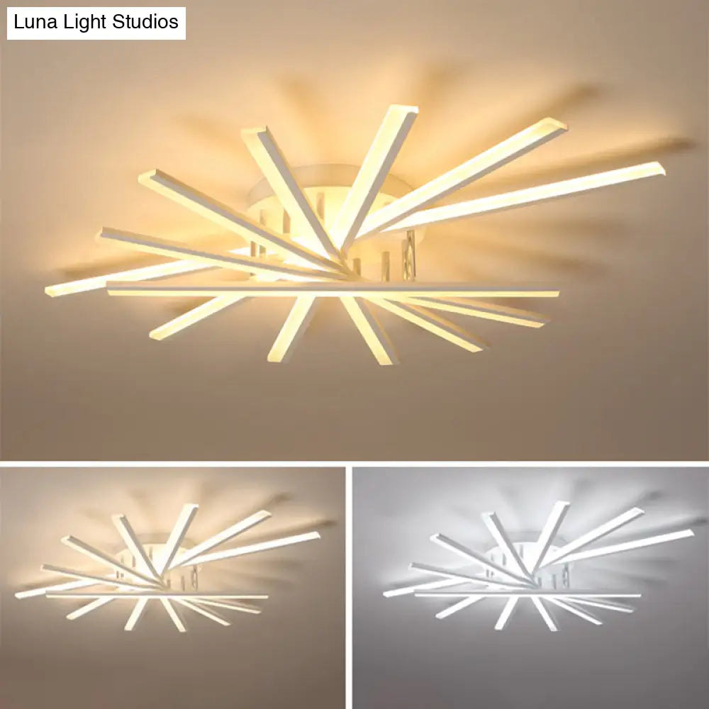 Modern Metal Led Semi Flush Mount Light Fixture For Living Room - 7 Lights