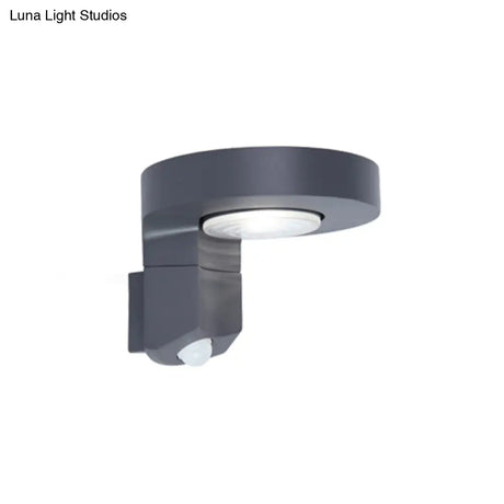 Modern Metal Led Solar Wall Sconce - Black Courtyard Light Fixture