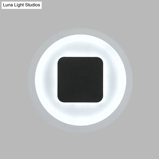 Modern Metal Led Wall Lamp Sconce In Black & White - Square Round Design