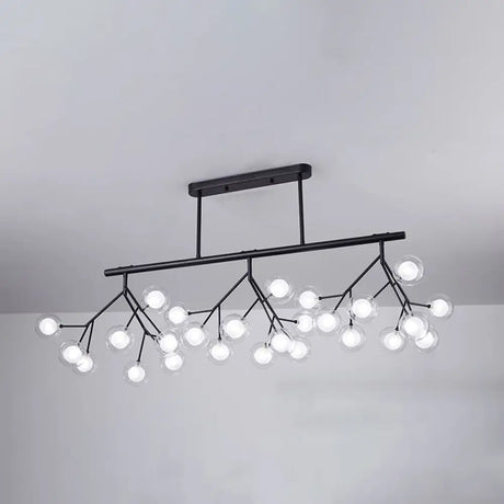 Modern Metal Linear Island Light: Branching Led Pendant Fixture Black / B