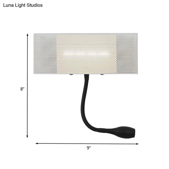 Modern Metal Mesh Rectangular Led Wall Sconce In White With Rotatable Design