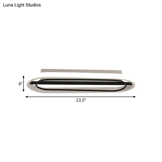 Modern Metal Oval Ceiling Lamp In Black And White/Gold With Led Flush Mount Warm/White Light -