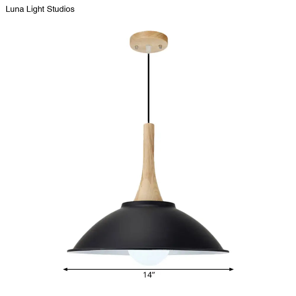 Modern Metal Pendant Light With Black Bowl Shade For Dining Room