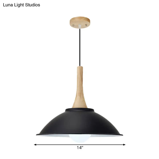 Modern Metal Pendant Light With Black Bowl Shade For Dining Room