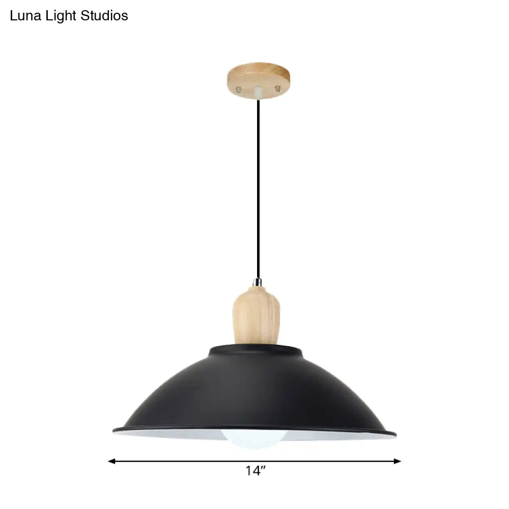 Modern Metal Pendant Light With Black Bowl Shade For Dining Room
