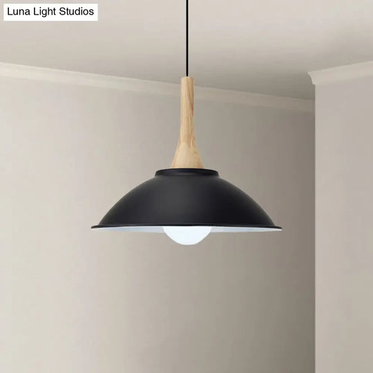 Modern Metal Pendant Light With Black Bowl Shade For Dining Room