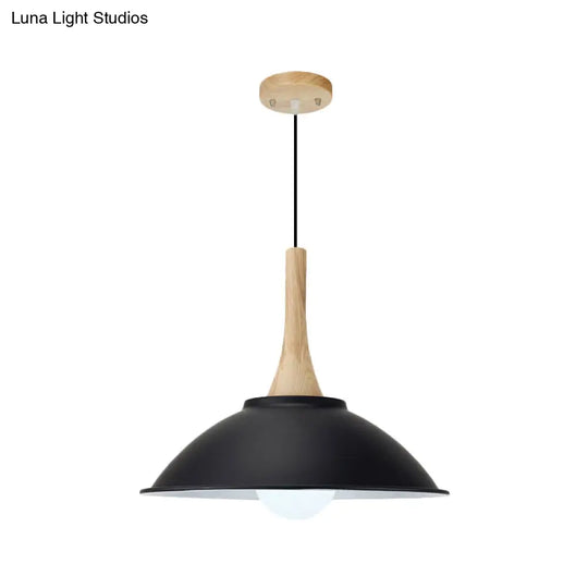 Modern Metal Pendant Light With Black Bowl Shade For Dining Room
