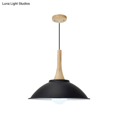 Modern Metal Pendant Light With Black Bowl Shade For Dining Room