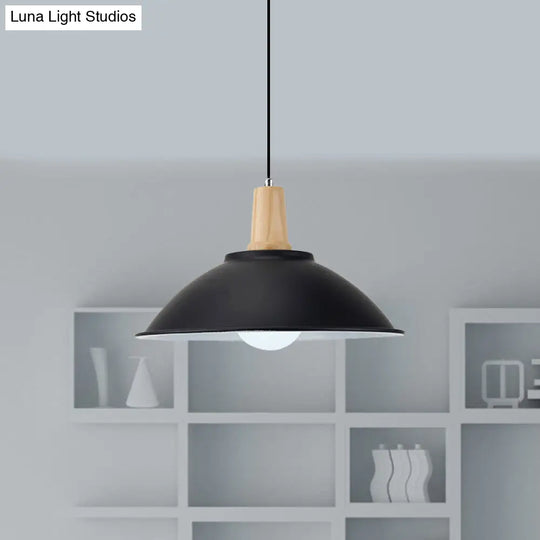 Modern Metal Pendant Light With Black Bowl Shade For Dining Room